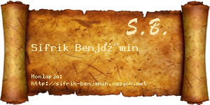 Sifrik Benjámin névjegykártya